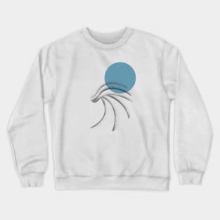 Pointillism surf wave and blue sun Crewneck Sweatshirt